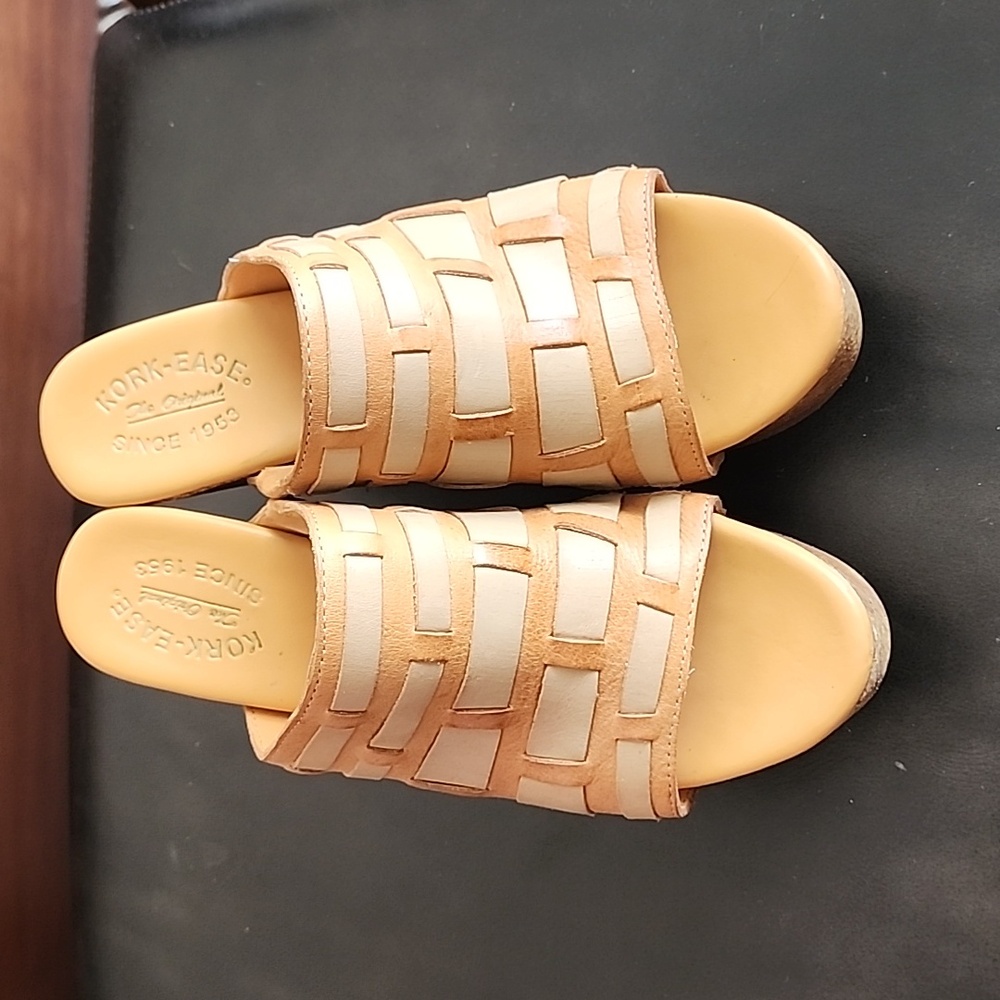 EUC KORK-EASE Leather platform sandals